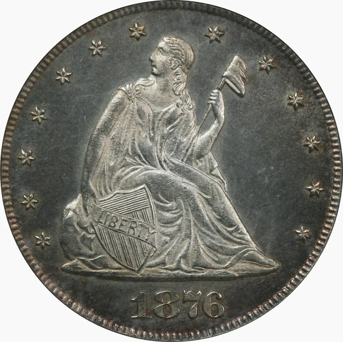 1876 proof twenty-cent piece, obverse side