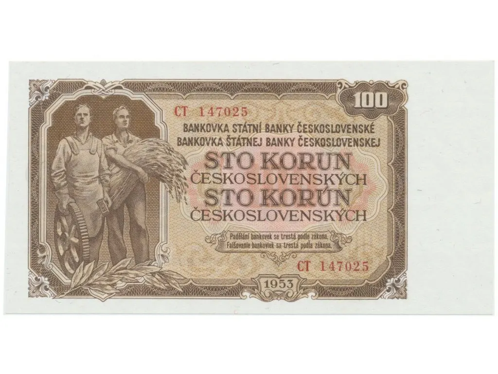 Československá 100 Kčs 1953 — sběratelská bankovka
