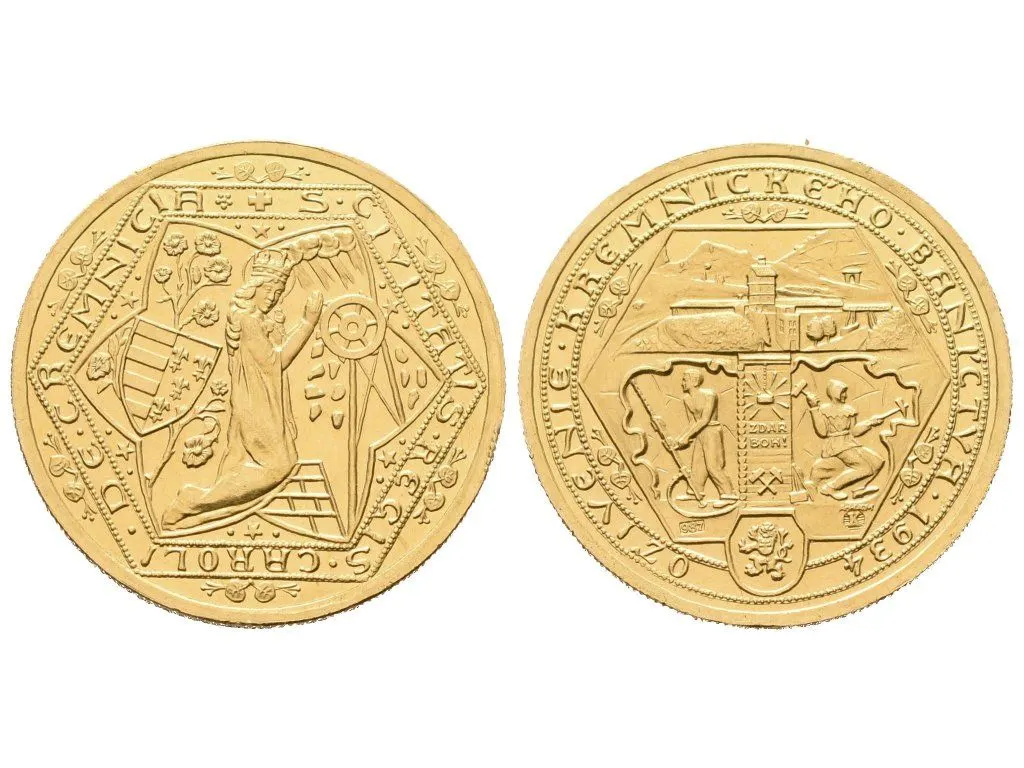 Dvoudukátová medaile 1934 — Oživení kremnického baníctva