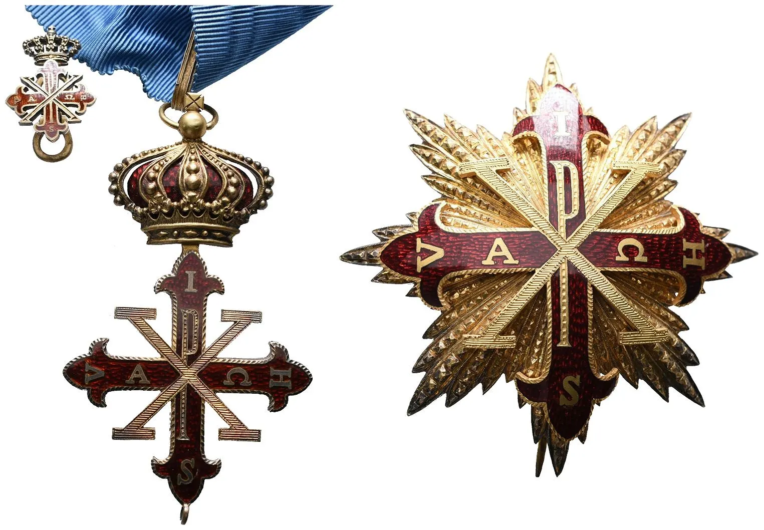 Velkokříž a hvězda Posvátného vojenského Konstantinova řádu svatého Jiří z aukce AUREA Numismatika