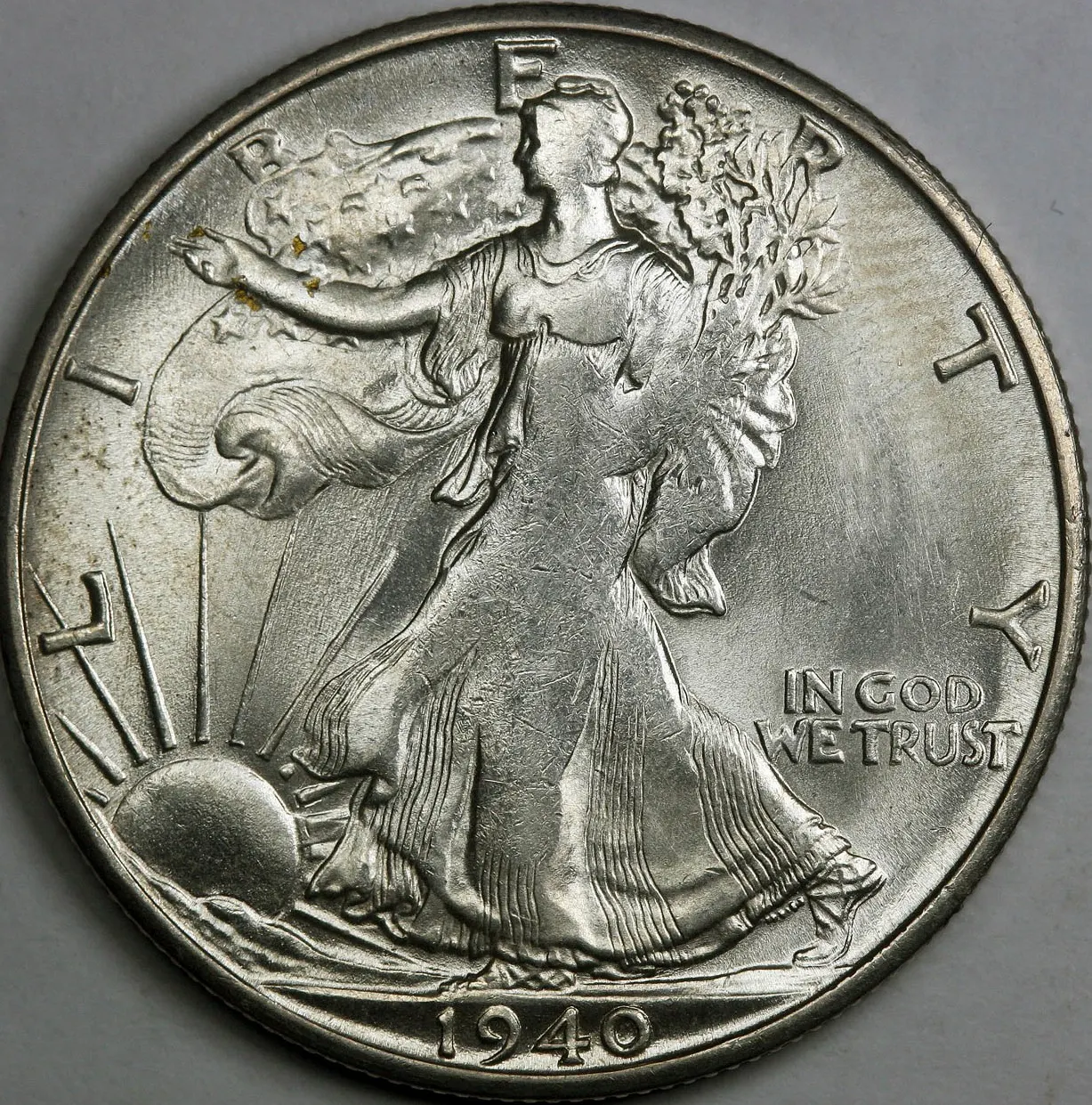 1940-S Walking Liberty half dollar weakly struck obverse